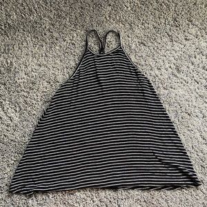 Black and white striped high neck tank top